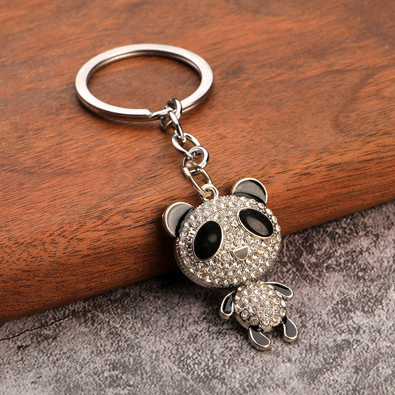 Full Rhinestone Bear Keychain Hip Hop Style Alloy Bag Charm