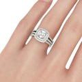 Silver Tone Square Halo Three Band Ring Set with Clear Stone Accents view 4