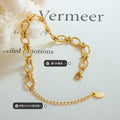 Geometric Oval Link Chain Bracelet Gold Steel Tone view 3