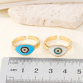Gold Tone Marquise Enamel Evil Eye Adjustable Rings in Two Colors view 2
