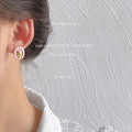 Pink Scalloped Oval Tulip Relief Stud Earrings Pair view 2