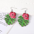 Silver Tone Tropical Flower and Flamingo Acrylic Hook Earrings view 8