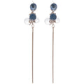 Blue Disc Wavy Chain Drop Stud Earrings Fashion Jewelry view 5
