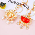 Jeweled Persimmon Keychains with Pearl Crystal and Assorted Dangle Options view 4