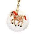 Crystal Winged Horse Keychains with Faux Fur Pompoms and Plain Options view 5