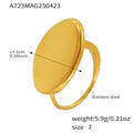 Smooth Oval Disc Open Ring Stainless Steel Gold Or Steel view 6