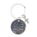 Allah Phrase Round Metal Keychain With Clear Stone Cross Charm view 5