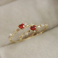 Red Heart And Clear Stone Vine Ring In Gold And Silver Tones view 1