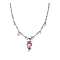 Pink Crystal Strawberry Pearl Necklace Earring Styles view 5