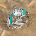 Turquoise Color Stripe Statement Ring in Silver-Tone view 1