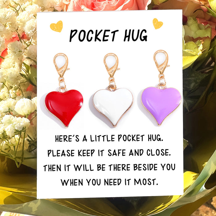 Pocket Hug Enamel Heart and Tulip Clip Charm on Message Card