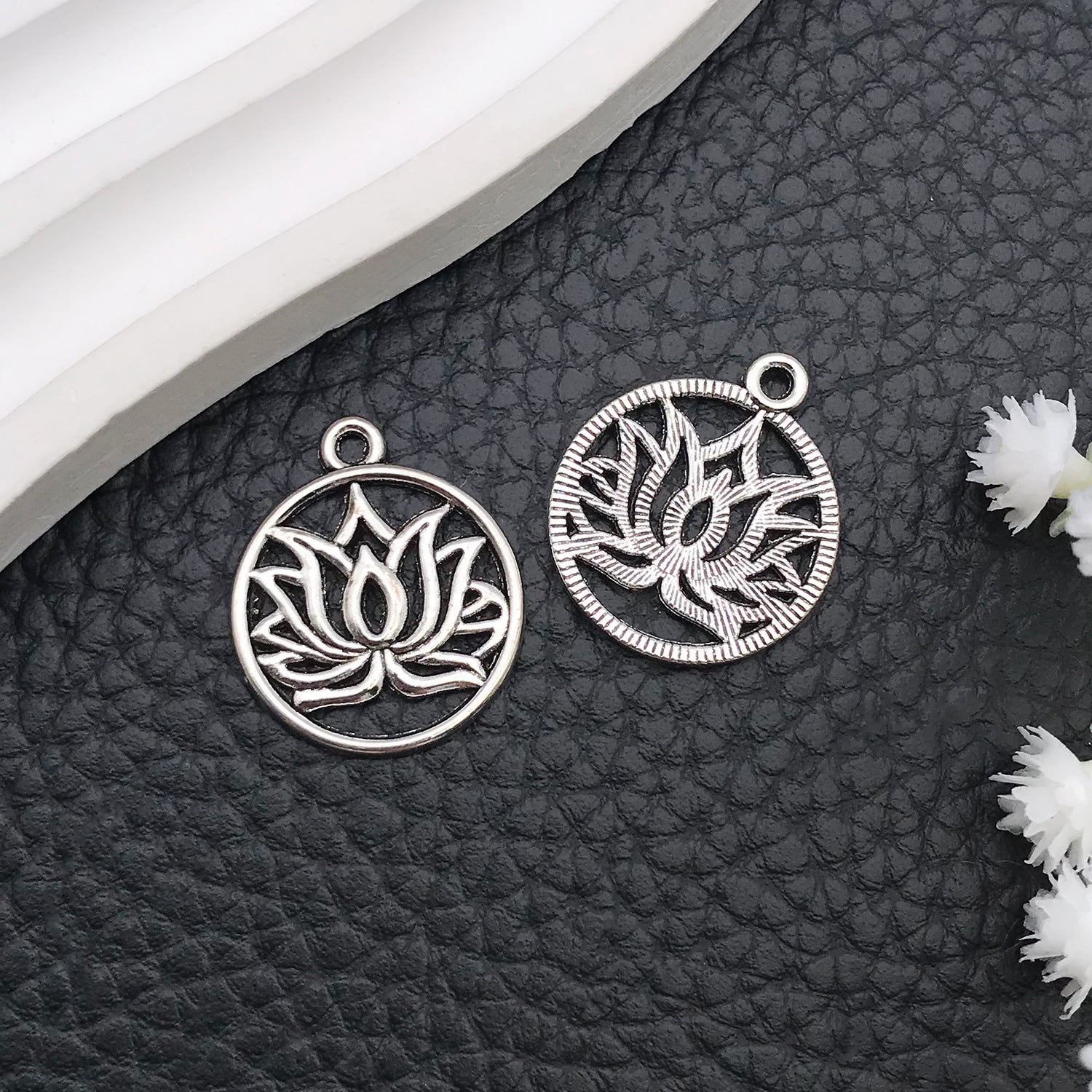 Antique Silver Zinc Alloy Rose Sunflower Hollow Flower Charm Pendant for DIY Bracelet Necklace