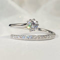 Open Adjustable Double Band Ring Clear Center Stone view 2