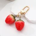 Gold Tone Realistic Resin Strawberry Clip Keychains view 6