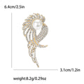 Crystal Angel Wing Brooch with Faux Pearl in Gold or Silver view 7