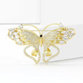 Gold Tone Openwork Butterfly Brooch With Clear Crystals view 3