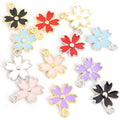 Five Petal Enamel Flower Charms in Six Colors and Two Metal Tones view 5