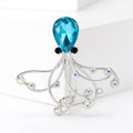 Crystal Octopus Brooch with Pink or Blue Faceted Head view 2