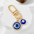 Blue Evil Eye Charm Keychain with D-Ring Swivel Clasp view 3