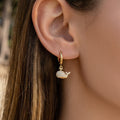Crystal Whale Tail Drop Hoop Earrings in Three Metal Designs view 4