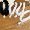 Plush Collar Necklace with Oval Pearl Style Pendant view 4