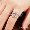 Silver Tone Double Layer Flower Marquise CZ Finger Ring view 4