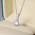 Round Clear Solitaire Pendant Necklace White Gold Tone Chain view 2
