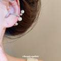 Silver Tone Pearl Branch Ear Clips with Crystal Tips view 3