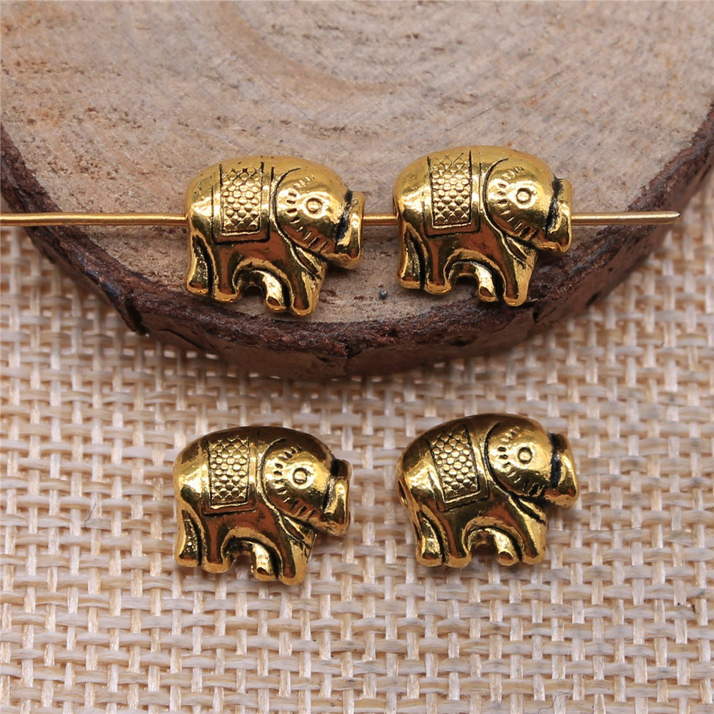 11x10mm 1.6g Antique Gold Zinc Alloy Elephant Loose Metal Beads for DIY Bracelet Jewelry Making