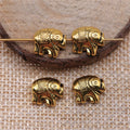 Decorated Elephant Small Hole Metal Beads in Three Finishes view 2