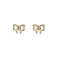 Gold Mini Outline Bow Polished Metal Stud Earrings view 5