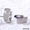 Wide Multi Row Pavé Huggie Hoop Earrings in Silver Tone view 5