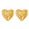 Gold Steel Rhinestone Paved Heart Stud Earrings Pair view 5