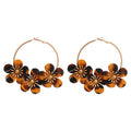 Leopard Print Fabric Flower Hoop Earrings Statement Jewelry view 5