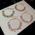 Rhinestone Oval Flower Bracelets Rose Gold Silver Styles view 2