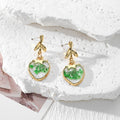 Heart Dried Flower Resin Stud Earrings Gold Leaf Posts 6 Styles view 3