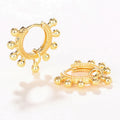 Gold Beaded Ball Accent Huggie Hoop Earrings with Drops view 5