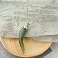 Silver Tone Resin Horn Pendant Necklaces in Seven Colors view 9