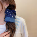 Polka Dot Denim Double Layer Oversized Hair Scrunchies view 4