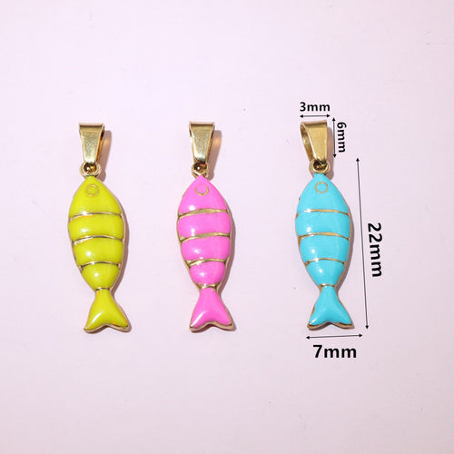 striped fish charms shown in a close detail view