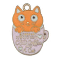 Zinc Alloy Heart Tea Cup Cat charm pendants for DIY earrings necklaces keychains