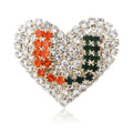 Striped Heart Crystal Brooch in Red White and Green view 5