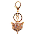 Gold-Tone Alloy Fox Head Keychain With Clear Rhinestones view 5
