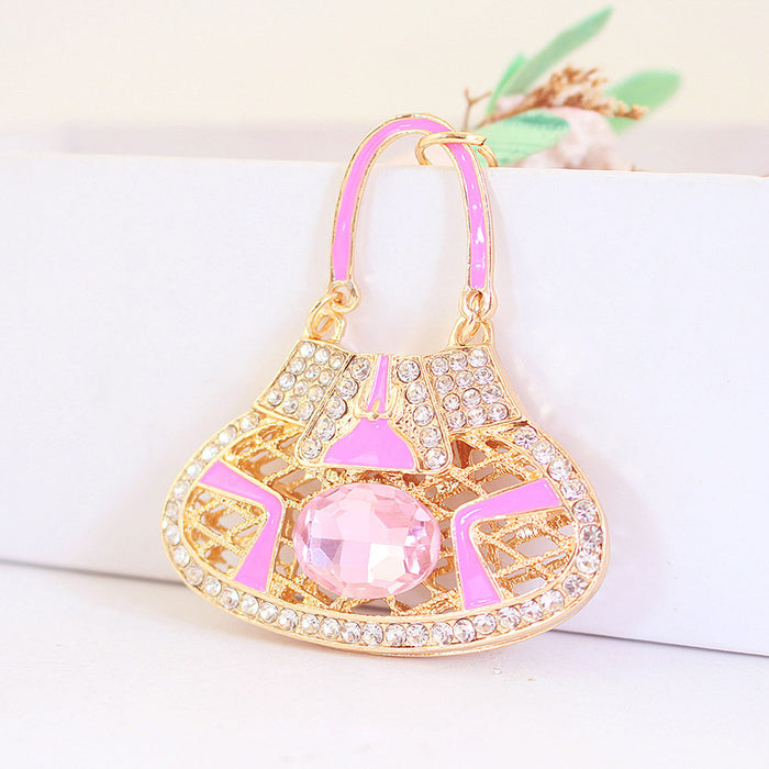 Rhinestone Handbag Charm Keychain for Purse, Car Keys, and Gifts