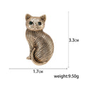 Striped Sitting Cat Brooch in Silver and Bronze Tones view 5