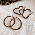 Leopard Print Heart and Oval Hoop Earrings Jewelry Accessory view 4