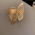 Six Mixed Wide Open Cuff Bracelets With Leaf Wing And Filigree Patterns view 3