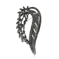 Curved Feather Crystal Brooch in Dark and Multicolor Styles view 1