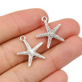 Textured Starfish Metal Charms in Antique Silver Tone view 5