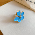 Gold Tone Enamel Flower Open Rings Pink Red White Blue view 9